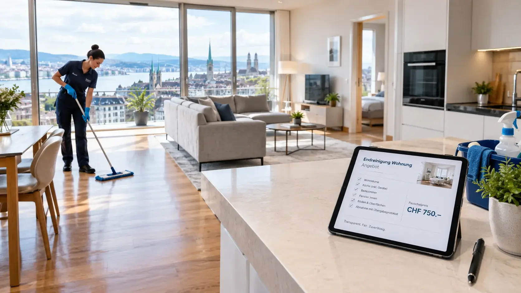 Wohnungsreinigung Zürich mit professioneller Reinigung und transparenten Preisen